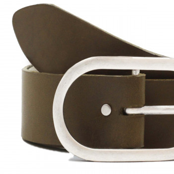 vue serree ceinture large cuir kaki jules & jenn