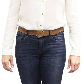 vue portee ceinture vintage cuir daim camel jules & jenn