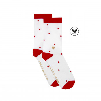 chaussettes pois coton blanc rouge jules & jenn