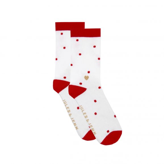 Chaussettes à pois coton gris blanc