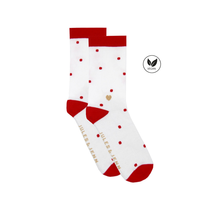 chaussettes pois coton blanc rouge jules & jenn