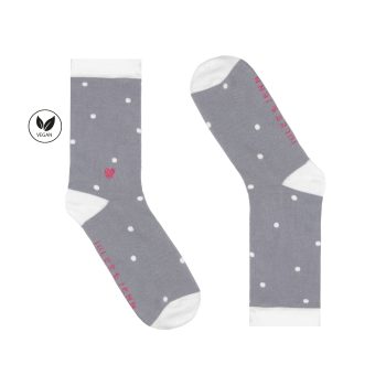 vue cote chaussettes pois coton gris blanc jules & jenn