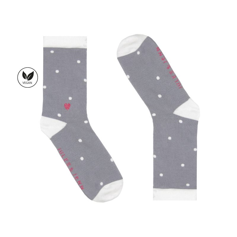 vue cote chaussettes pois coton gris blanc jules & jenn
