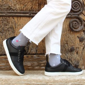vue portee chaussettes pois coton gris & blanc jules & jenn