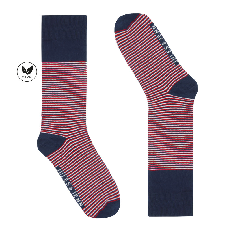 vue cote chaussettes rayees coton bleu rouge jules & jenn