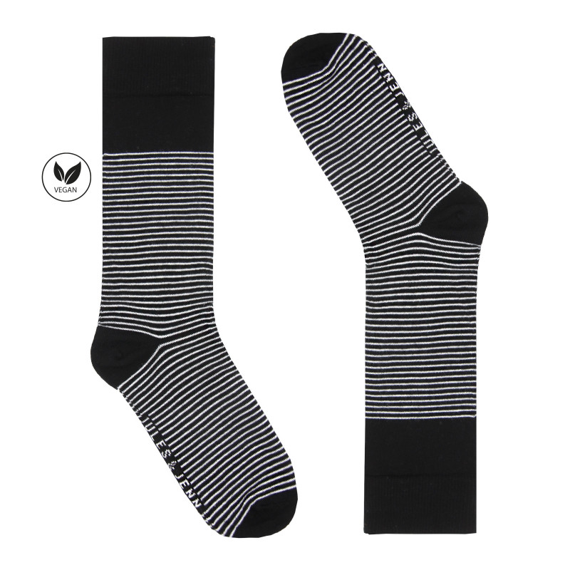vue cote chaussettes rayees coton noir blanc jules & jenn