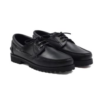 chaussures bateau crantees cuir noir jules & jenn