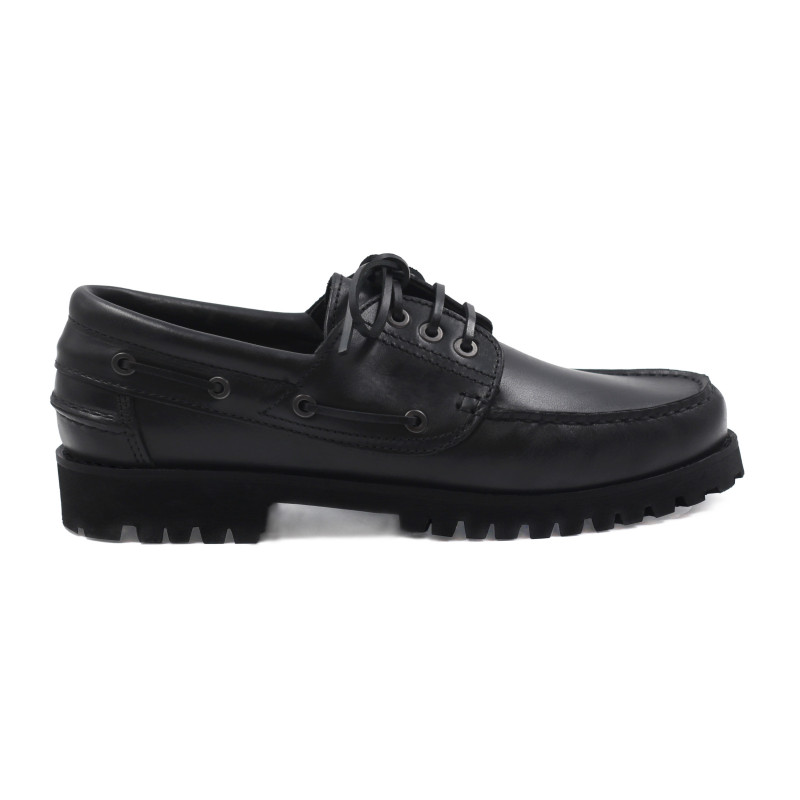 vue exterieur chaussures bateau crantees cuir noir jules & jenn