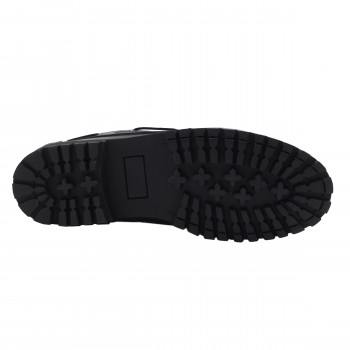 vue dessous chaussures bateau crantees cuir noir jules & jenn