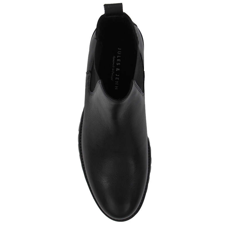 vue dessus chelsea boots crantees cuir noir jules & jenn