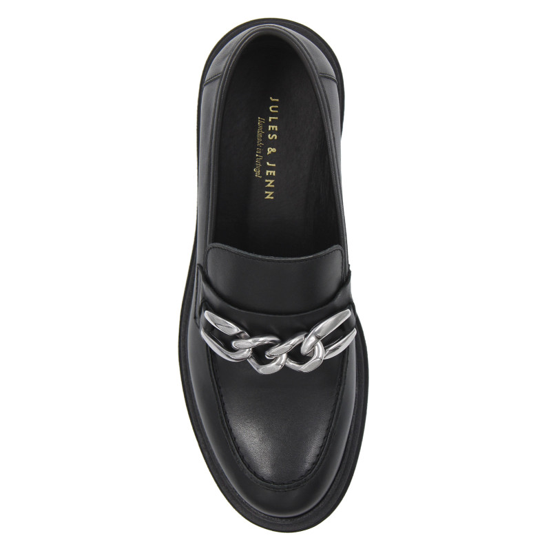 vue dessus mocassins crantes cuir noir jules & jenn