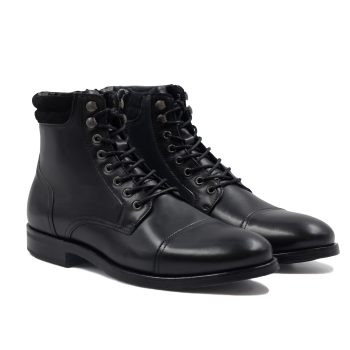 ranger boots à col cuir noir jules & jenn
