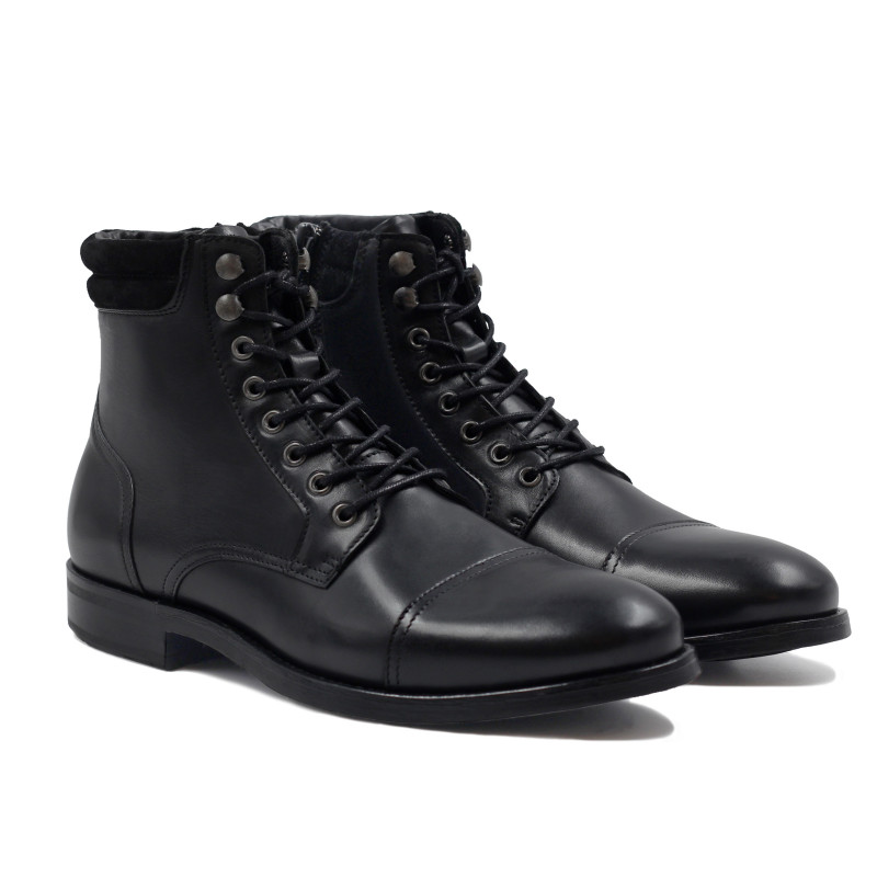 ranger boots à col cuir noir jules & jenn