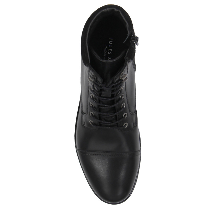 vue dessus ranger boots à col cuir noir jules & jenn