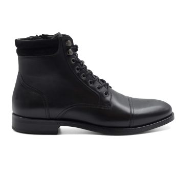 vue exterieure ranger boots à col cuir noir jules & jenn