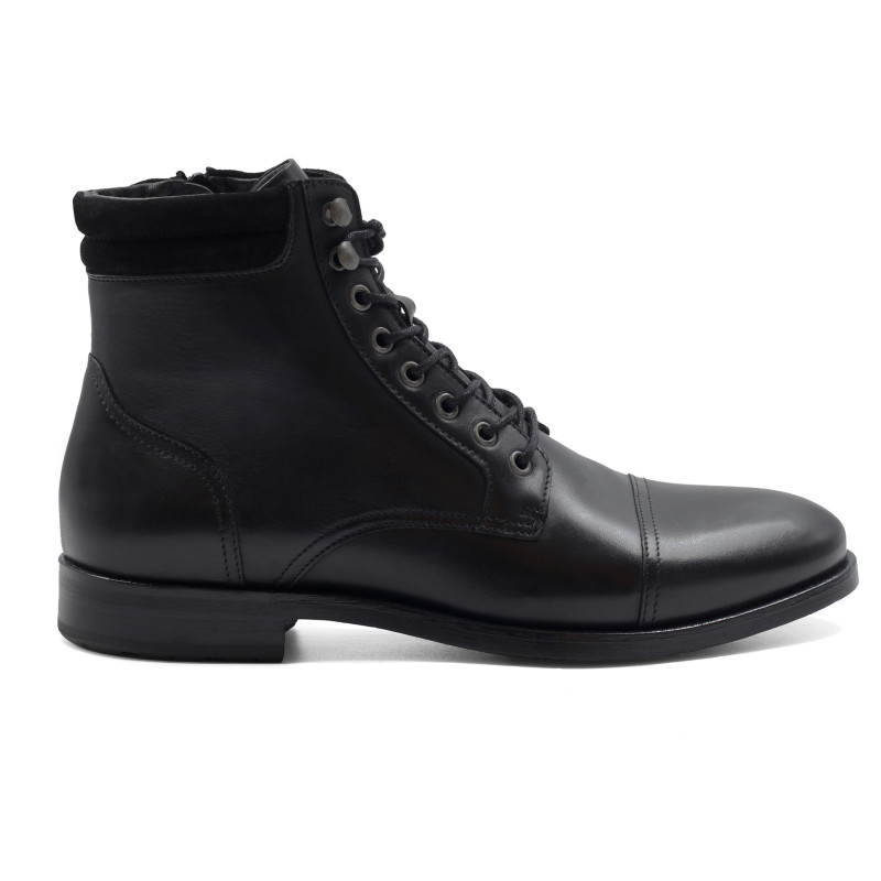 vue exterieure ranger boots à col cuir noir jules & jenn