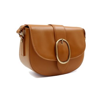 vue avant sac boucle cuir camel jules & jenn