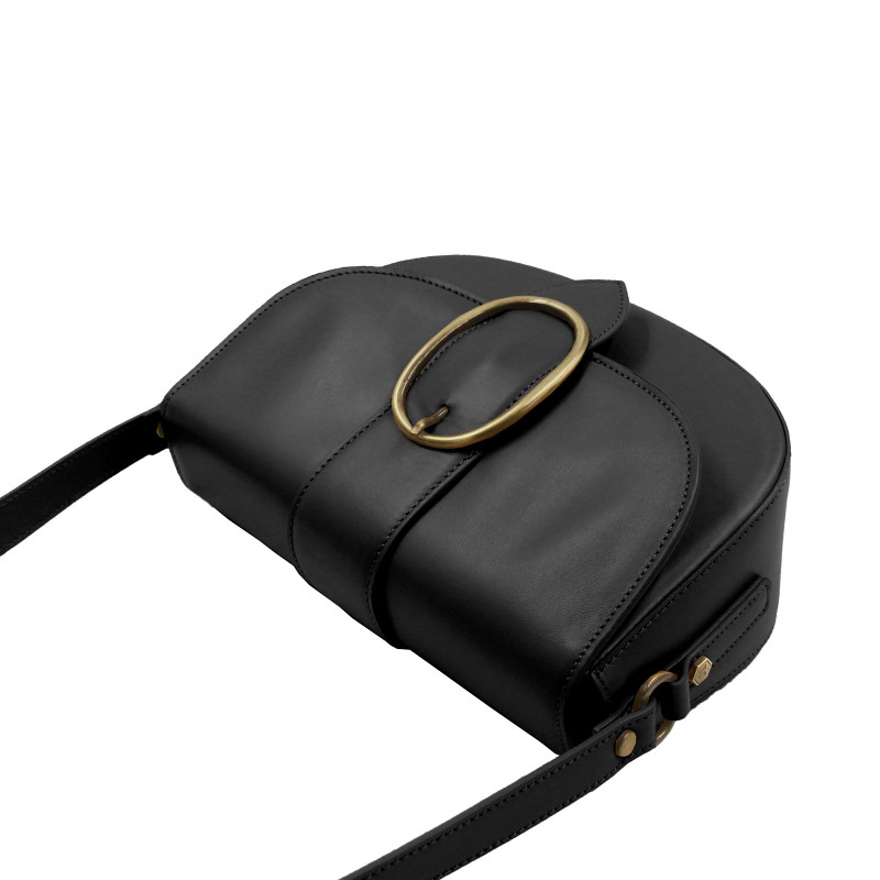 vue dessus sac boucle cuir noir jules & jenn