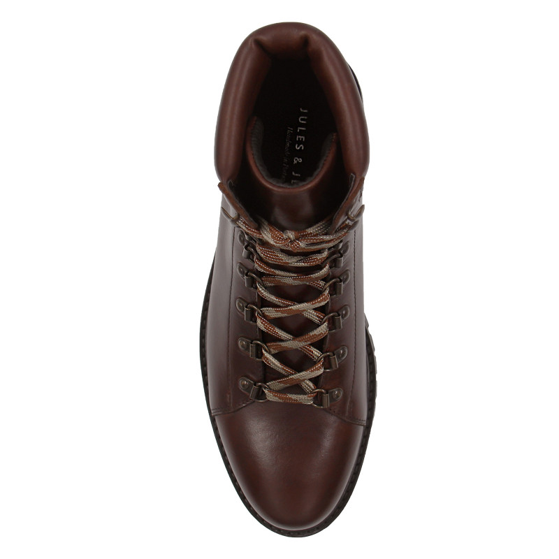 vue dessus boots montagne cuir marron jules & jenn