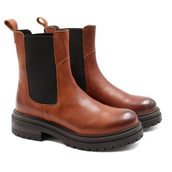bottines chelsea crantees cuir cognac jules & jenn