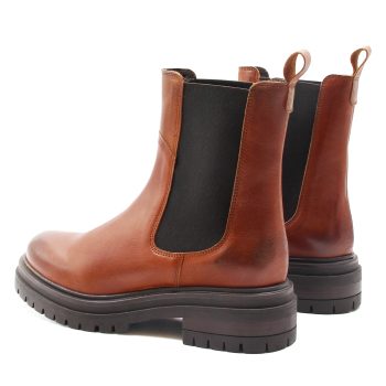 vue arriere bottines chelsea crantees cuir cognac jules & jenn