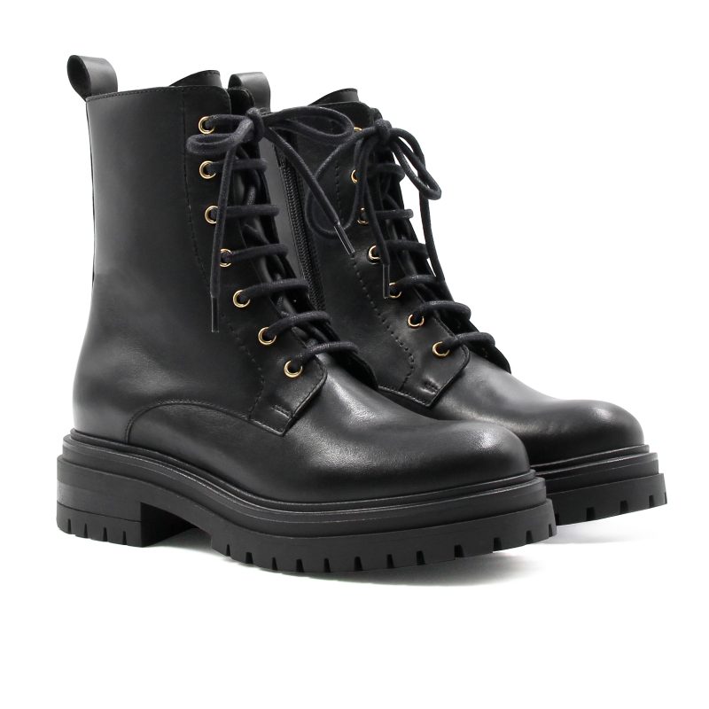 bottines ranger crantees cuir noir jules & jenn