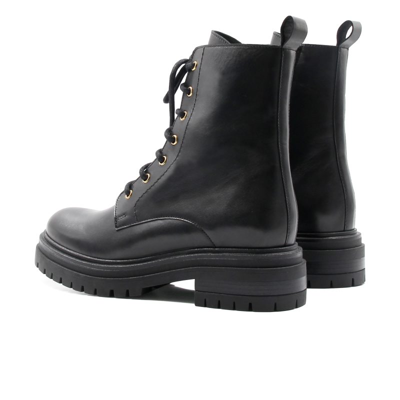 vue arriere bottines ranger crantees cuir noir jules & jenn