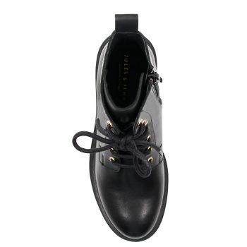 vue dessus bottines ranger crantees cuir noir jules & jenn