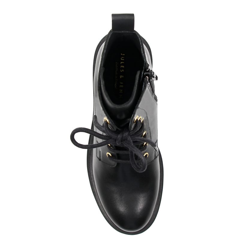 vue dessus bottines ranger crantees cuir noir jules & jenn