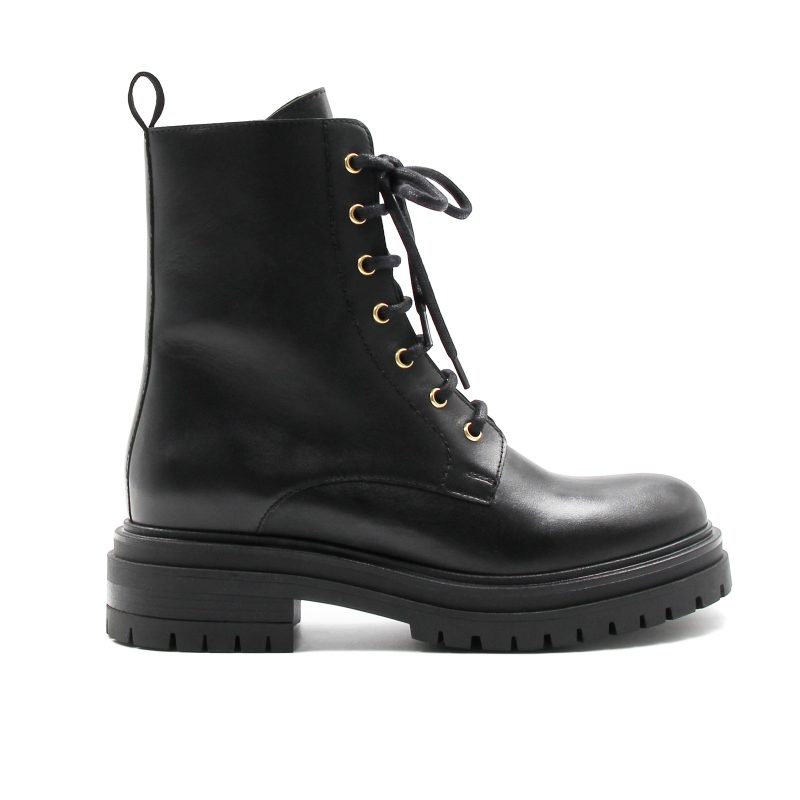 vue profil bottines ranger crantees cuir noir jules & jenn