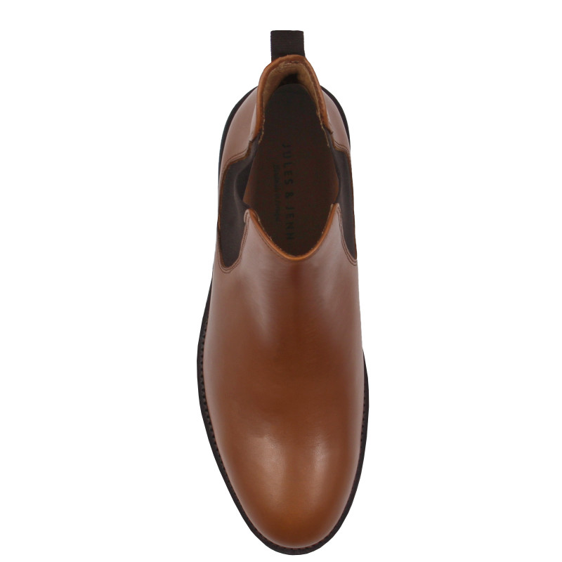 vue dessus chelsea boots ville cuir cognac jules & jenn