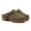 sabots bois brides cuir daim kaki jules & jenn