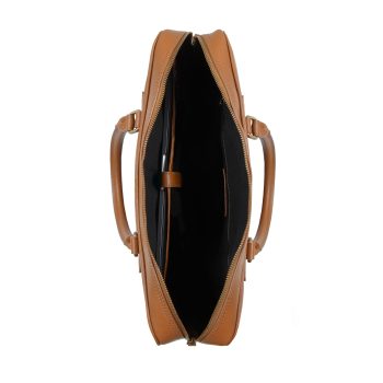 vue dessus sacoche cuir grave cognac jules & jenn