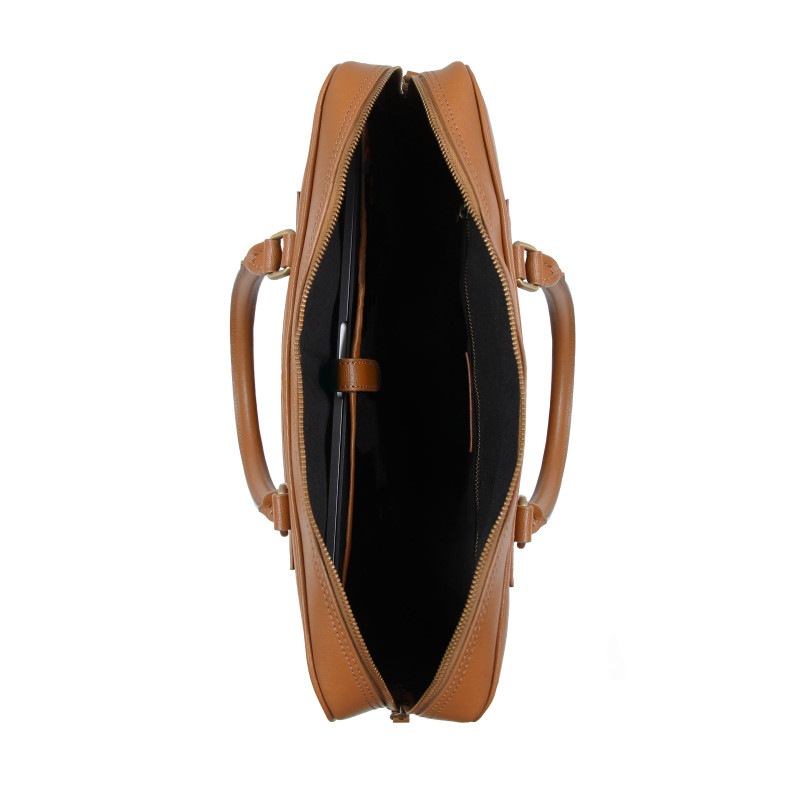 vue dessus sacoche cuir grave cognac jules & jenn
