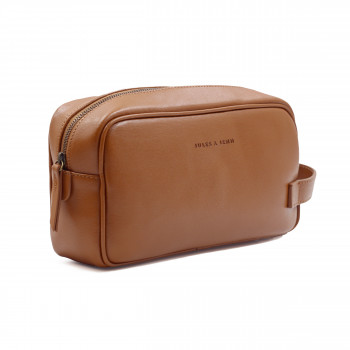 vue avant trousse de toilette cuir grave cognac jules & jenn