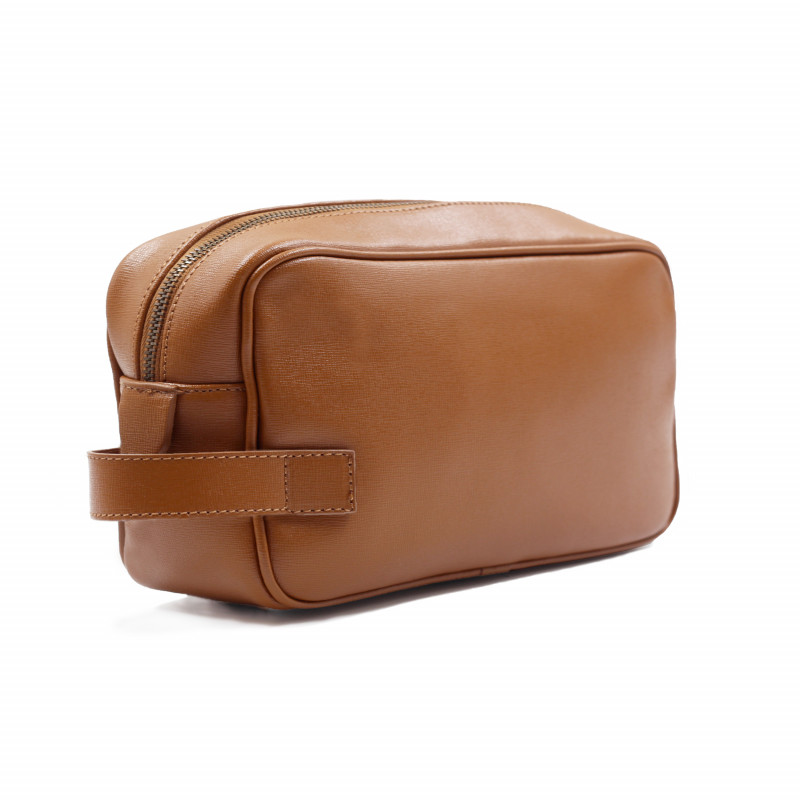 vue arriere trousse de toilette cuir grave cognac jules & jenn