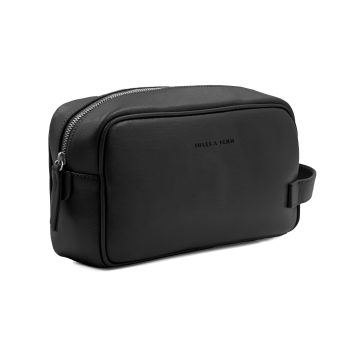 vue avant trousse de toilette cuir grave noir jules & jenn