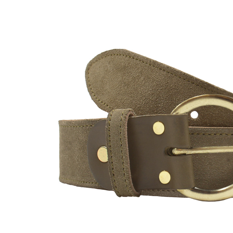 vue serree ceinture boheme cuir daim kaki jules & jenn