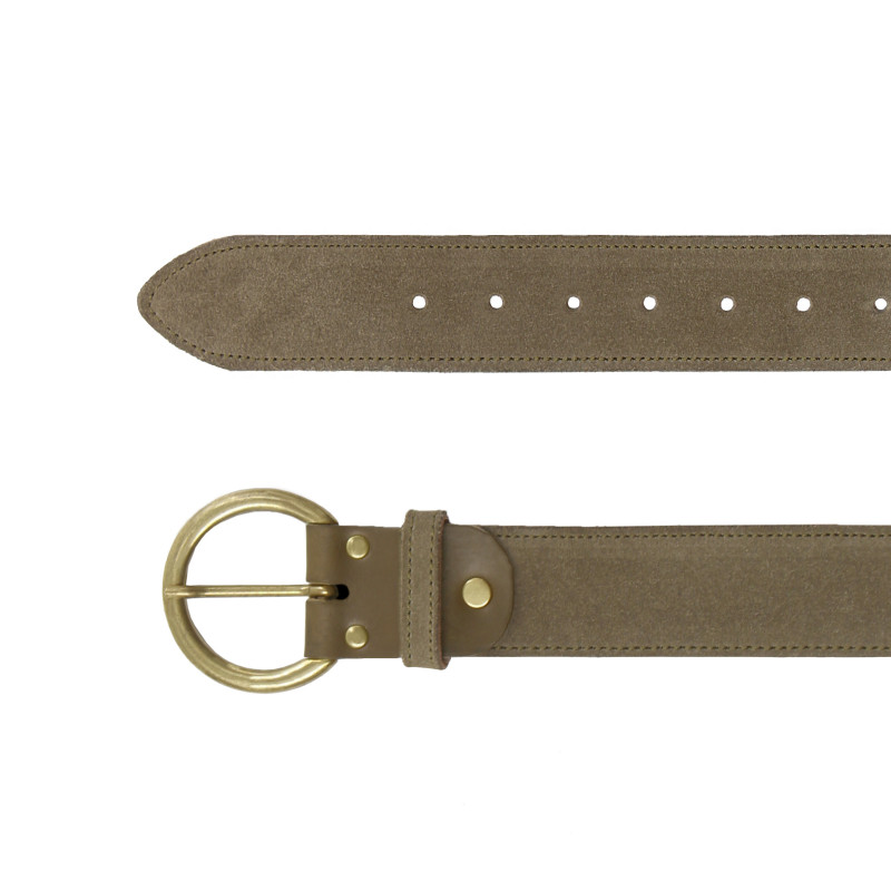 vue dessus ceinture boheme cuir daim kaki jules & jenn