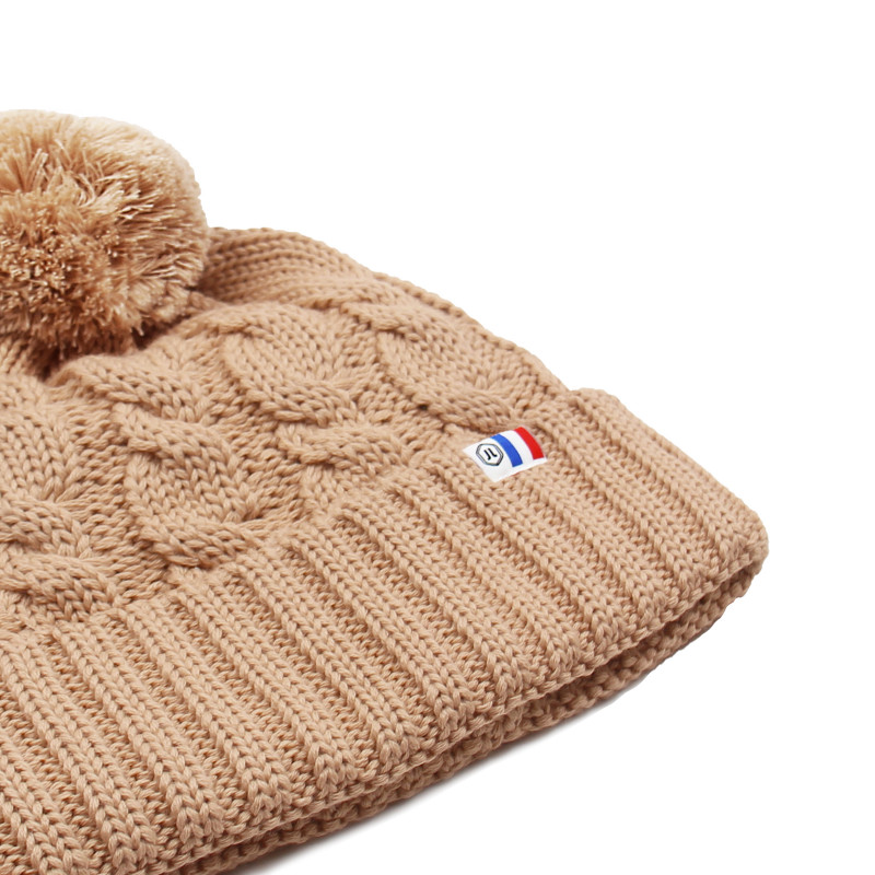 vue serree bonnet pompon laine camel jules & jenn