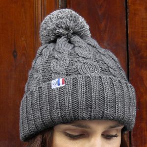 vue portee bonnet pompon laine gris jules & jenn