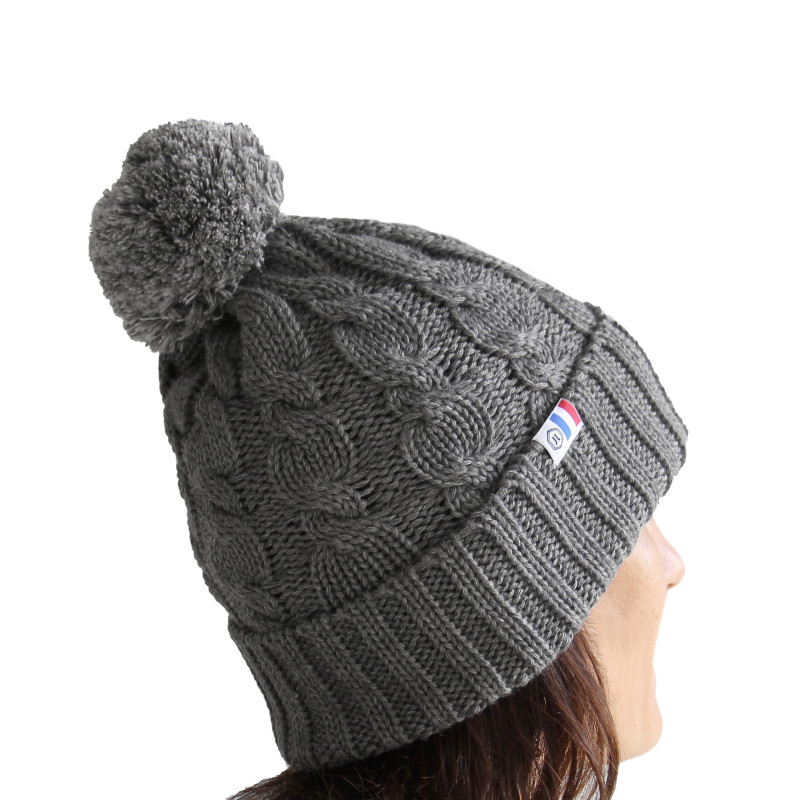 vue portee bonnet pompon laine gris jules & jenn