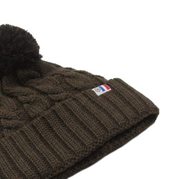 vue serree bonnet pompon laine kaki & noir jules & jenn