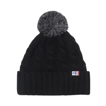 bonnet pompon laine noir & gris jules & jenn