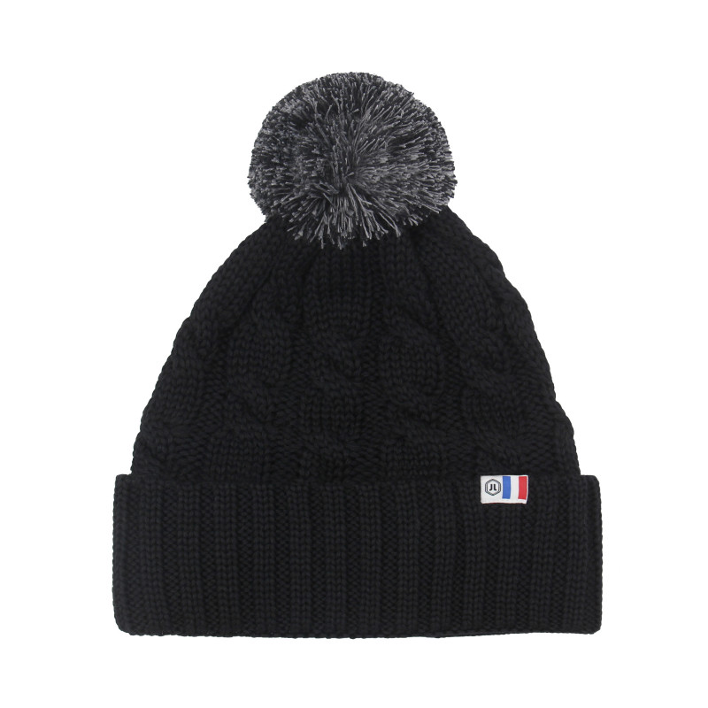 bonnet pompon laine noir & gris jules & jenn