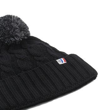 vue serree bonnet pompon laine noir & gris jules & jenn