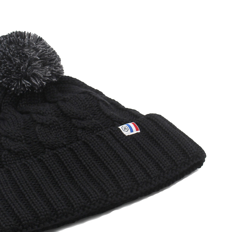 vue serree bonnet pompon laine noir & gris jules & jenn