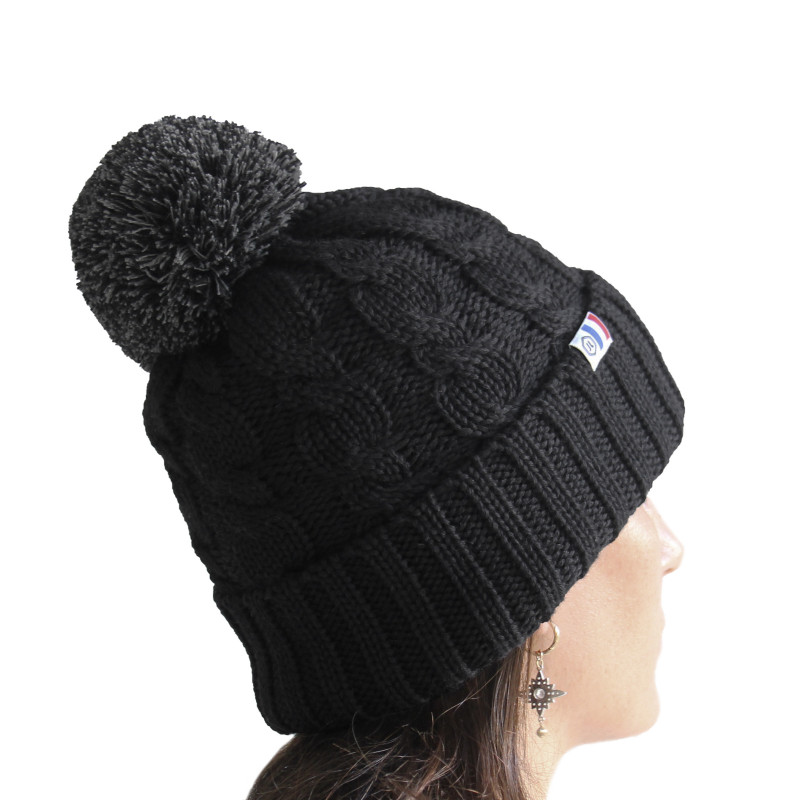 vue portee bonnet pompon laine noir & gris jules & jenn