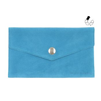 pochette enveloppe cuir daim upcycle bleu azur jules & jenn