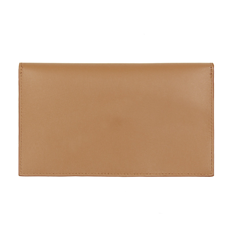 vue arriere pochette enveloppe cuir upcycle camel jules & jenn